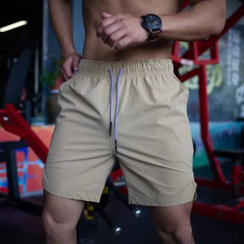 Men's Sport Shorts Five-Quarter Length Training Running Pants Elastic Breathable Quick Dry Large Size Fitness Brother Summer