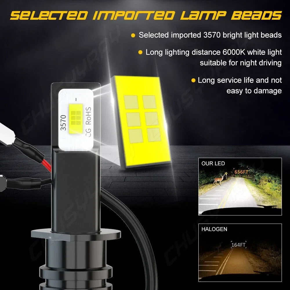 2x H1 LED Headlight Bulbs Conversion Kit High Low Beam Super Bright 6000K White 3000K Yellow 12000K Blue led lights led bulbs led headlights led car lights led car headlights