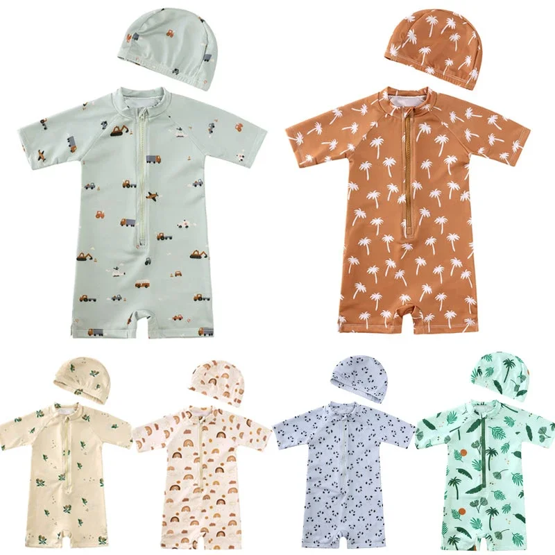 kids swimsuits UV baby boy swimsuit one piece swimming jumpsuit ruffles bathing suit SPF 50 long sleeve for girls 1-7 years