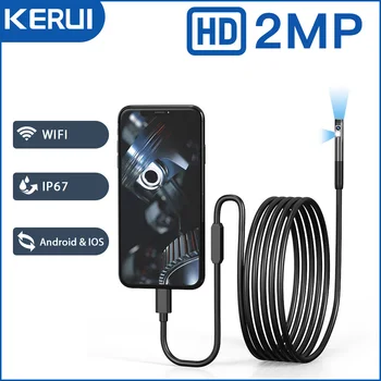 KERUI 2MP Industrial Endoscope Camera Single/Dual Lens Mini Inspection Camera for Iphone Waterproof Pipeline Borescope Type C 1