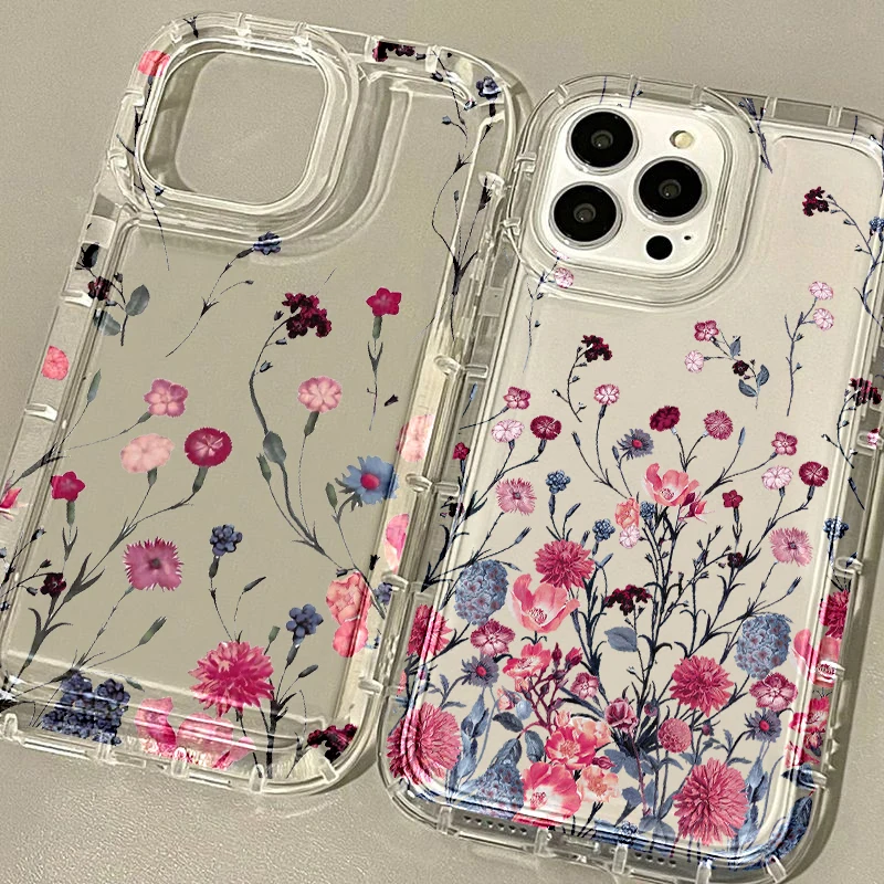 Flower Phone Case For iPhone 13 Case for iPhone 11 15 12 14 Pro Max XS XR X 7 8 Plus SE 2020 Aesthetic Floral Cute Cover Cases  