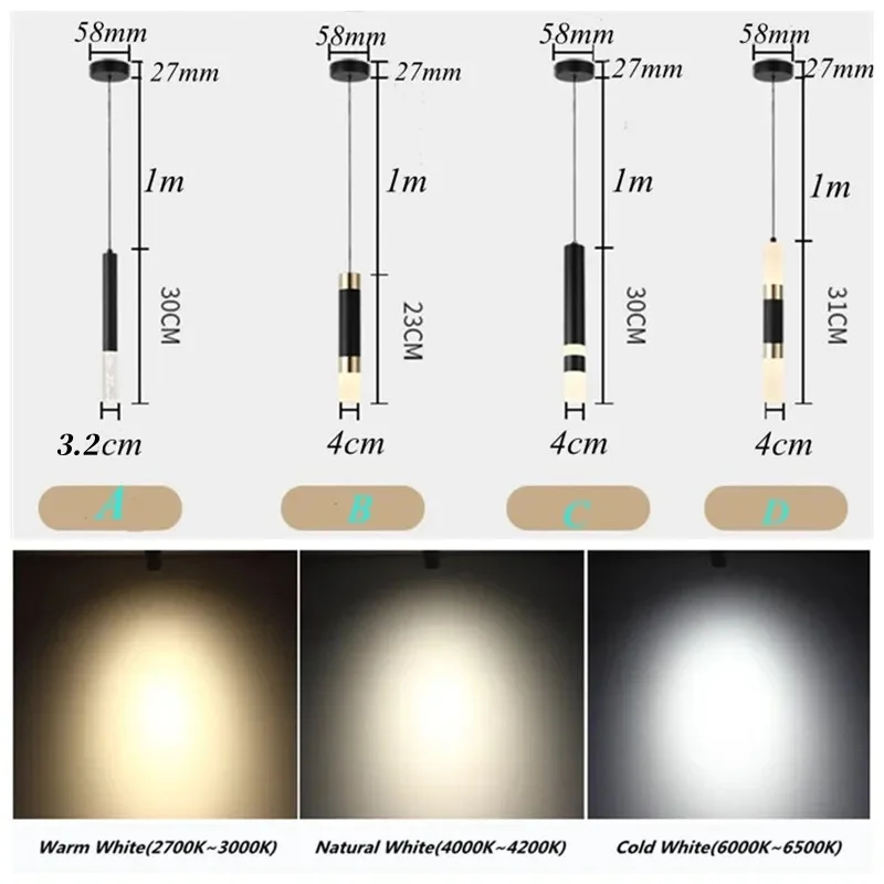 LED Pendant Light Dual Light Sources Shine Up And Down Droplight Fixture Kitchen Dining Room Shop Bar Counter Decoration 10W COB