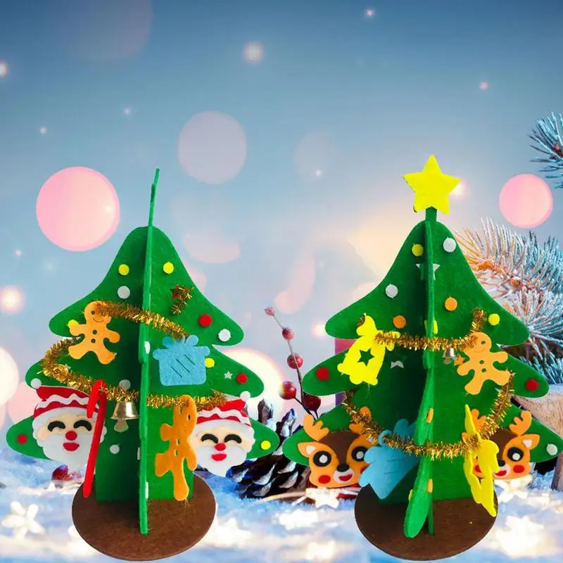 

3D Felt Christmas Tree Ornaments Set interesting bell Decorative Non woven DIY Christmas Crafts for Toddler Kids Santa Claus Elk
