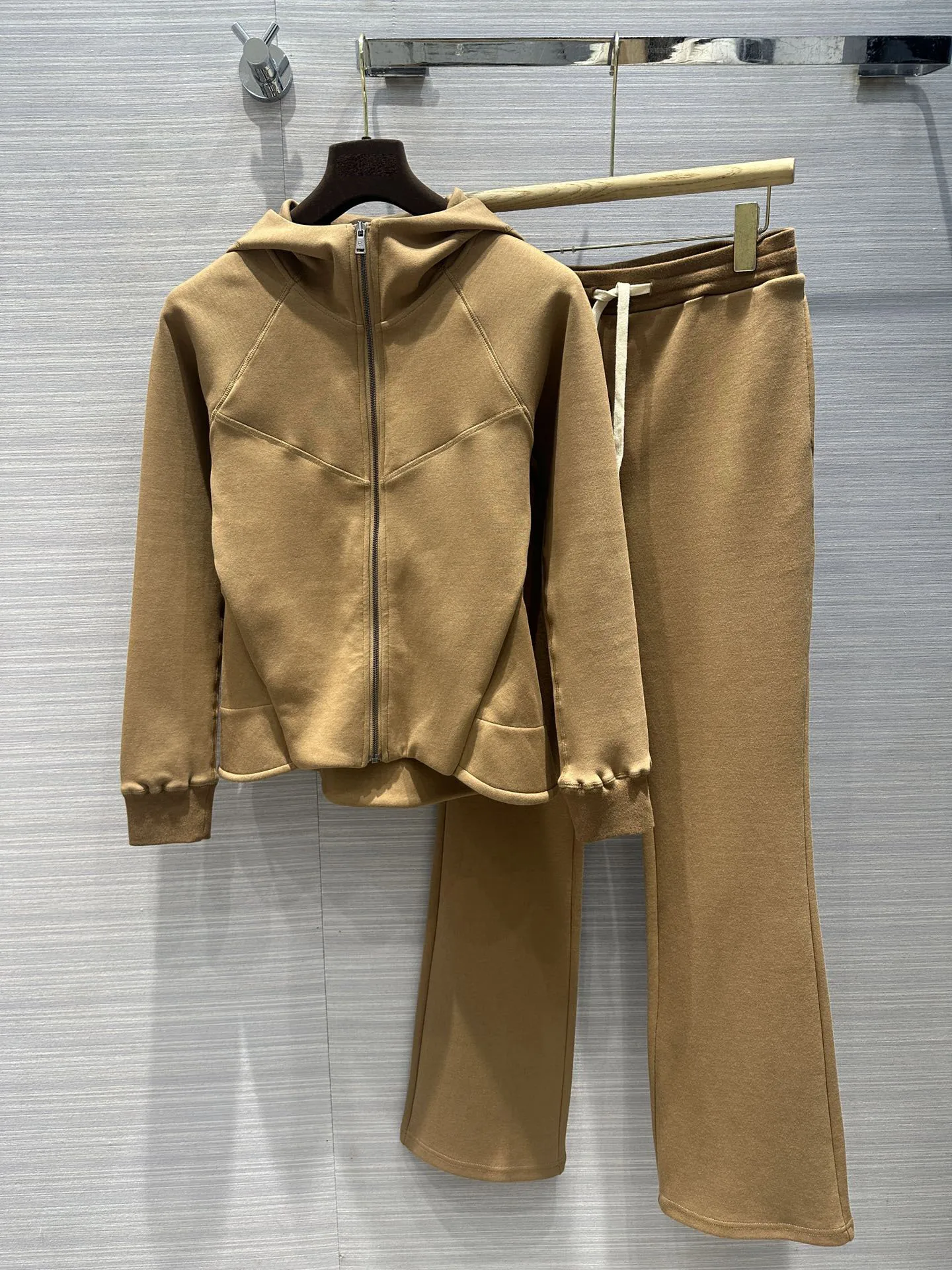 

Zipper waist hooded sweater jacket with straight micro pants casual fashion 2024 fall new 1215 hot