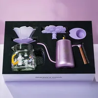 Hand Made Gift Box Set 550ml Sharing Pot Coffee Maker Machine Ceramic Filter 304Stainless Steel Purple/Plink 1