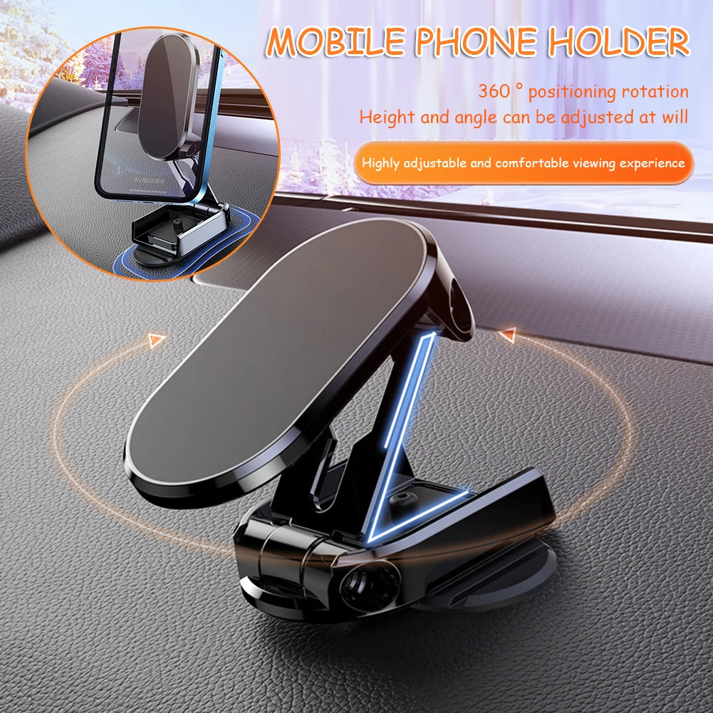 

Folding Mini Magnetic Car Phone Holder Extra Strong 360°rotation Smartphone Mount for Dashboard Compatible with All Phones