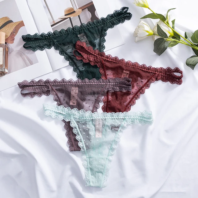 Women's Transparent Brief Girls Lady Panties Women See-through Ruffle Edge  Mesh Temptation Underpants Underwear