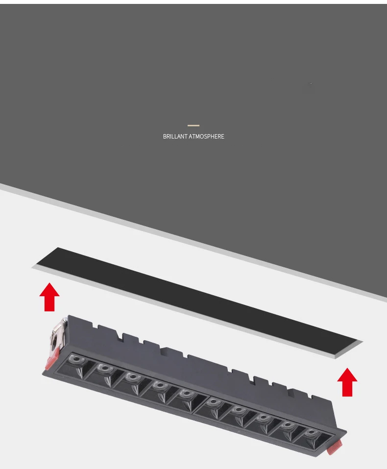 Description Picture 4 of itemLED Embedded Spotlight Grille Line Light Living Room Bedroom Corridor Long Spotlight Anti Glare 10W20W30W Downlights AC110V 220V