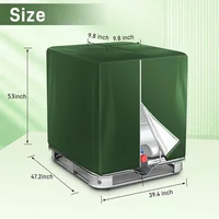 Zipper IBC Tote Cover 330 Gallon for 210D Oxford cloth 1000L Outdoor Water Tank Protective Cover Dust and sun (Black /Green） 2