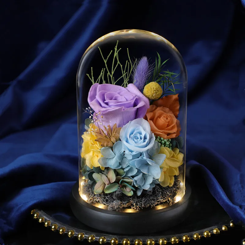 

18*40cm Big Size Glass Dome Vase Home Decoration Luminous Base Transparent Cover Wedding Souvenir Friend Birthday DIY Favor Gift