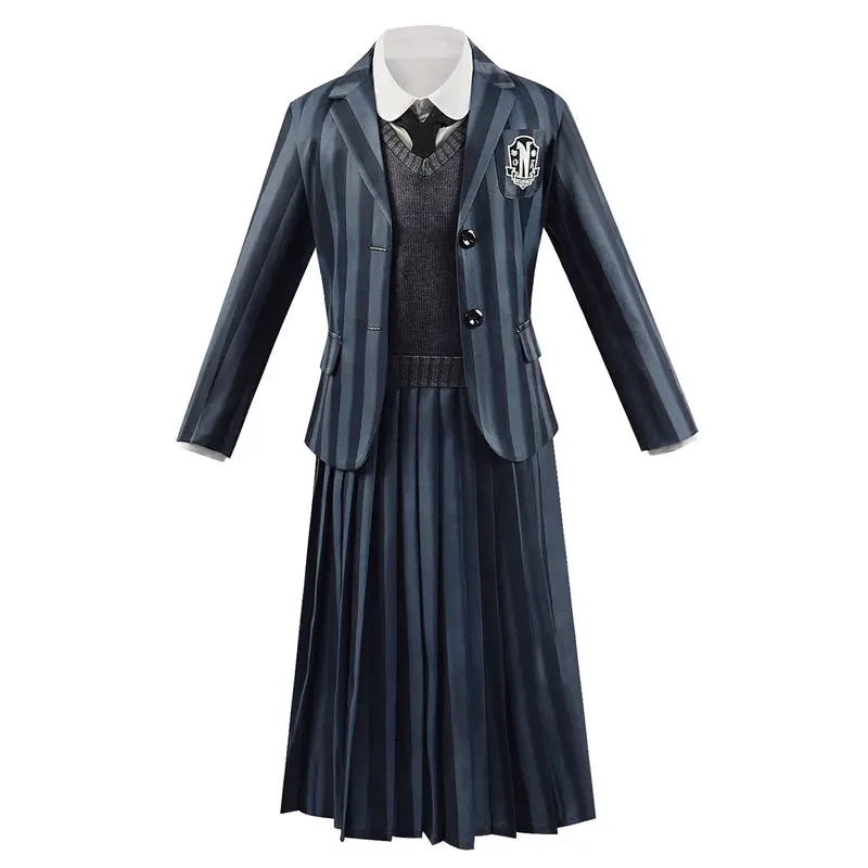 

Wednesday Addams Family Cosplay Costume Children Girls School Unifrom Outfits Kids Halloween Carnival Disguise Party Costume