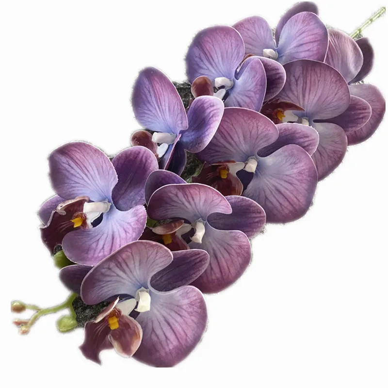 새로운 도착 한 인공 나비 난초 꽃 9 머리 진짜 터치 나방 호 접 홈 꽃 장식