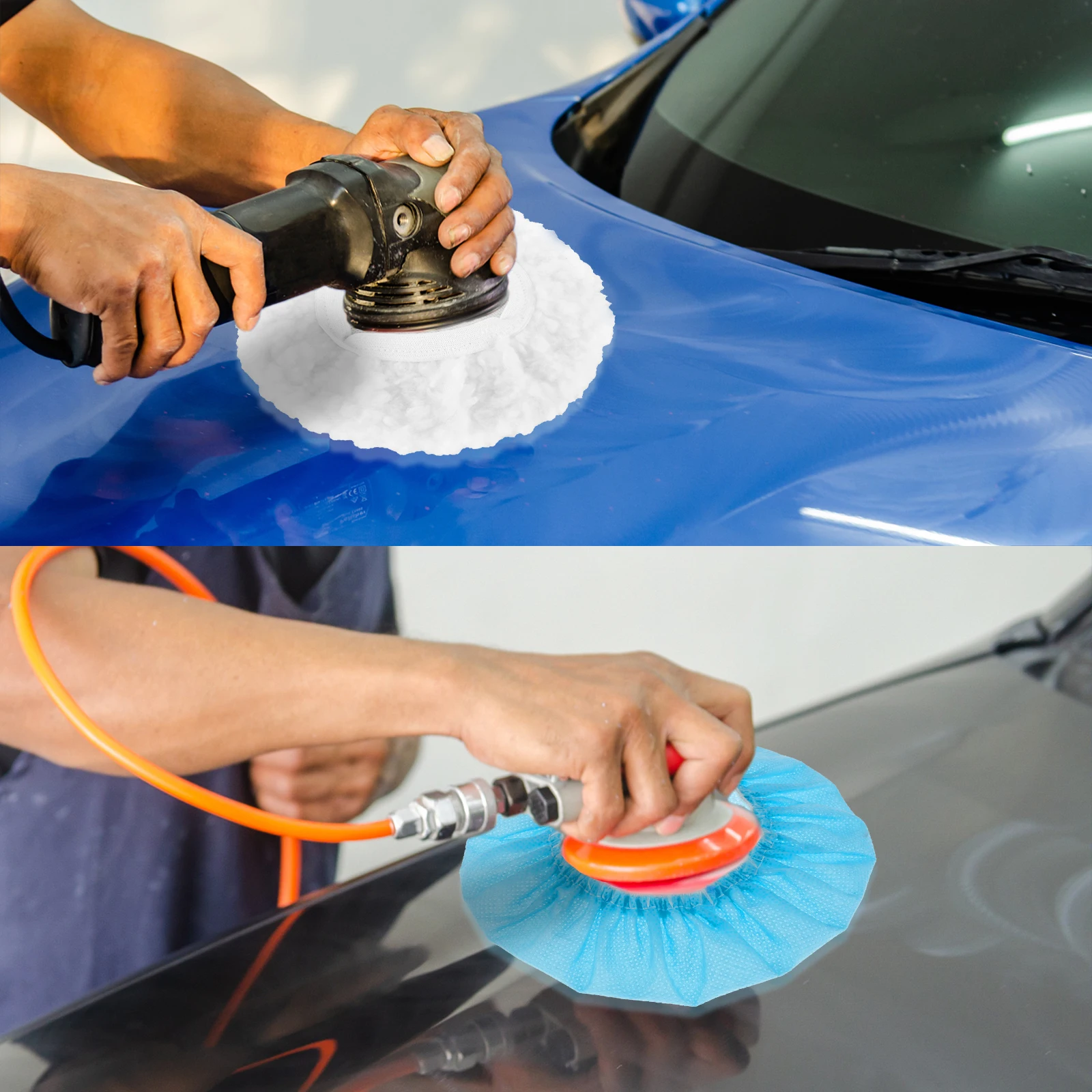Car Polishing Pad Set 20PCS 5-6in Auto Soft Microfiber Bonnet Polisher Waxing Polishing Buffing Auto Paint Care Buffer Cover
