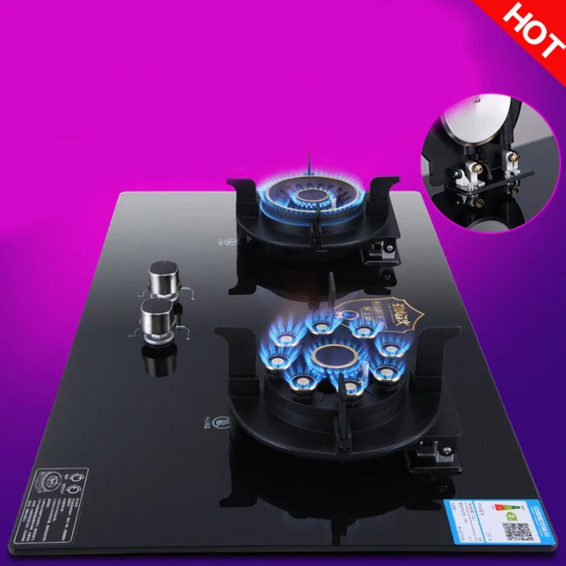 Fierce Fire Burner/Nine-Cavity Mandarin Duck Fierce Fire Stove /Clamshell Gas Stove / Electronic Pulser/Toughened Glass Panel 2