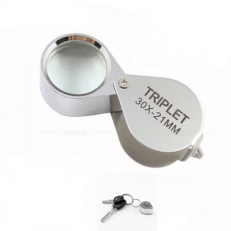 

Metal Magnifier Glass Jewelers Eye Tool Jewellery Folding Loupe Glass Lens Magnifying Triplet Glass Jewelry Diamond 10/20/30X