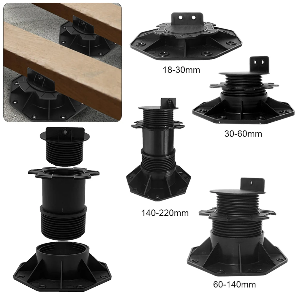 18-220mm Height-adjustable Floor Balance Support Pedestal Bearing Decking Boards Slab Bearing Terrace Weatherproof Tools