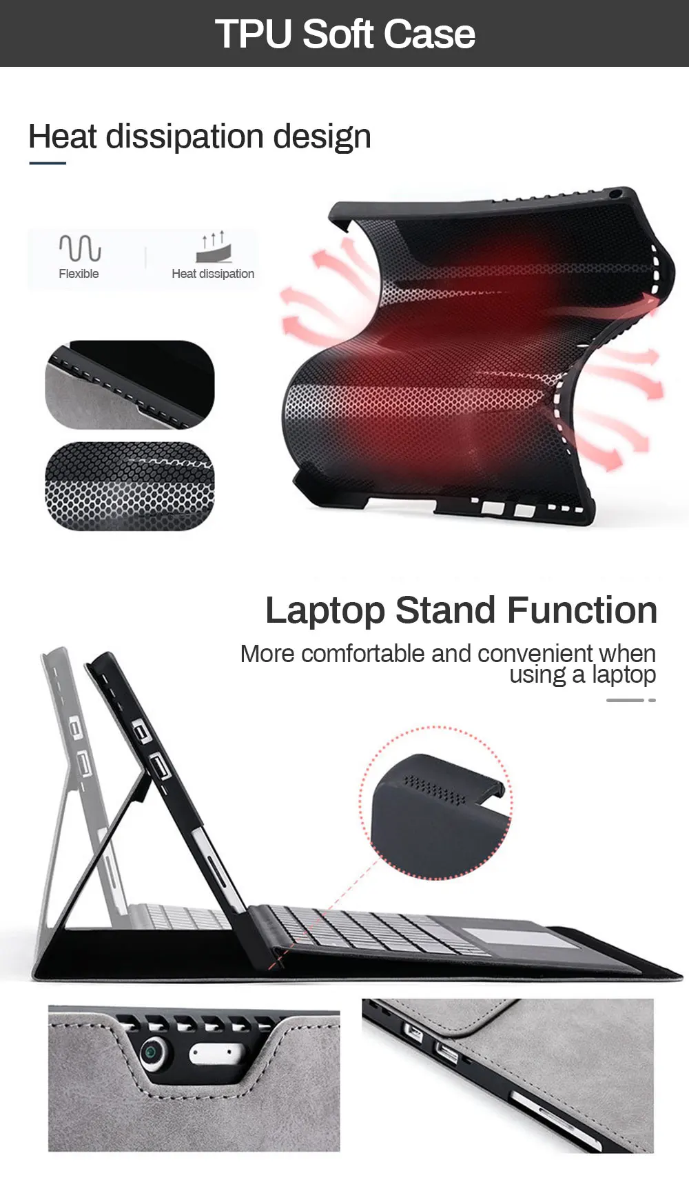 caso do teclado de polegadas para microsoft surface pro mais pro couro do plutônio carteira de negócios capa funda com caneta hoder