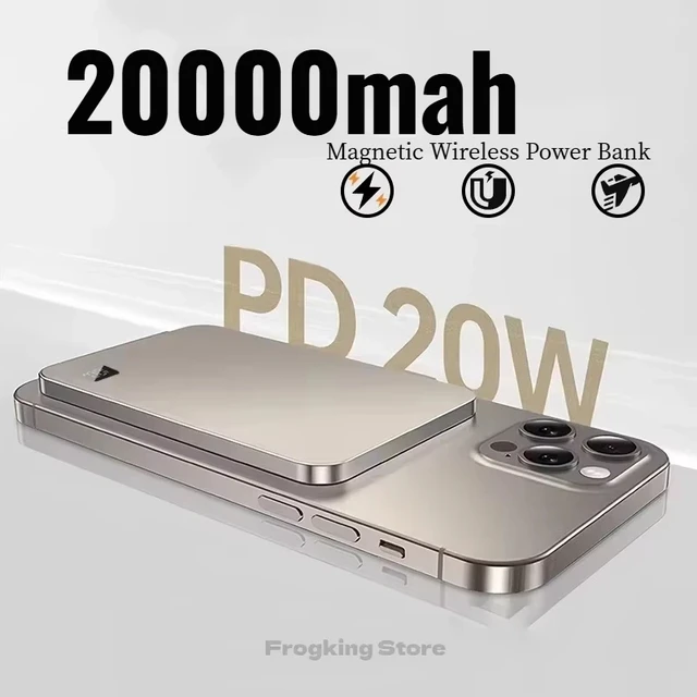 20000mAh Thin Portable Magnetic Wireless Power Bank PD22.5W Fast Charging External Battery For Magsafe For iPhone Samsung Xiaomi