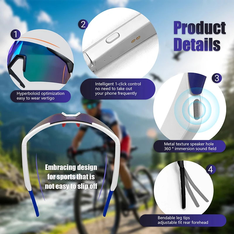 LIGE New Camera Smart Glasses Bluetooth Voice Assistant Music Glasses Smart Sports UV Protection Sunglasses Anti-Blue Eyeglasses