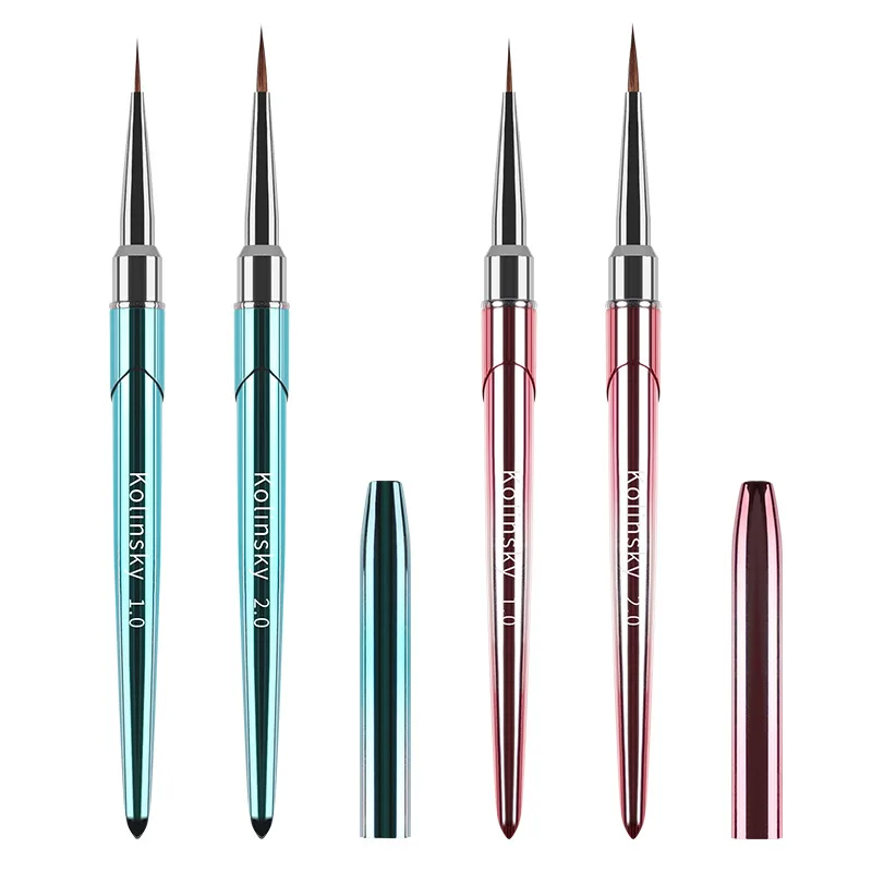 Kolinsky Nail Brush Art Painting 3D Acrylic Carving Gel Brushes Metal Pens Application Liner Drawing Pen Watercolor Nail Tools 5