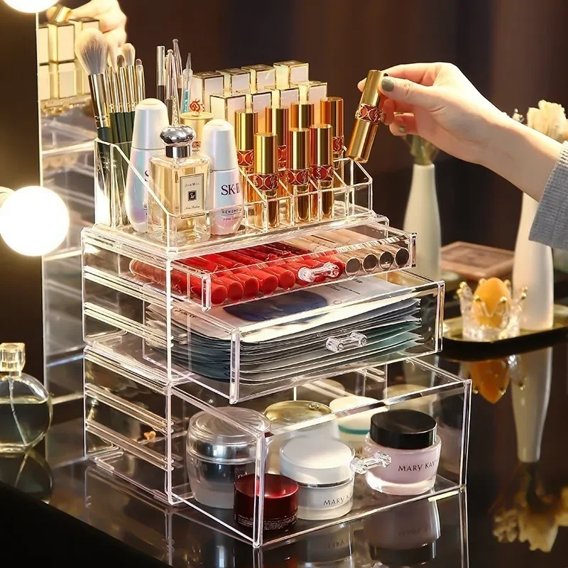 Description Picture 2 of itemTransparent Storage Box Makeup Organizer Cosmetic Display Case Transparent Jewelry Organizer Desktop Drawer Box Holder