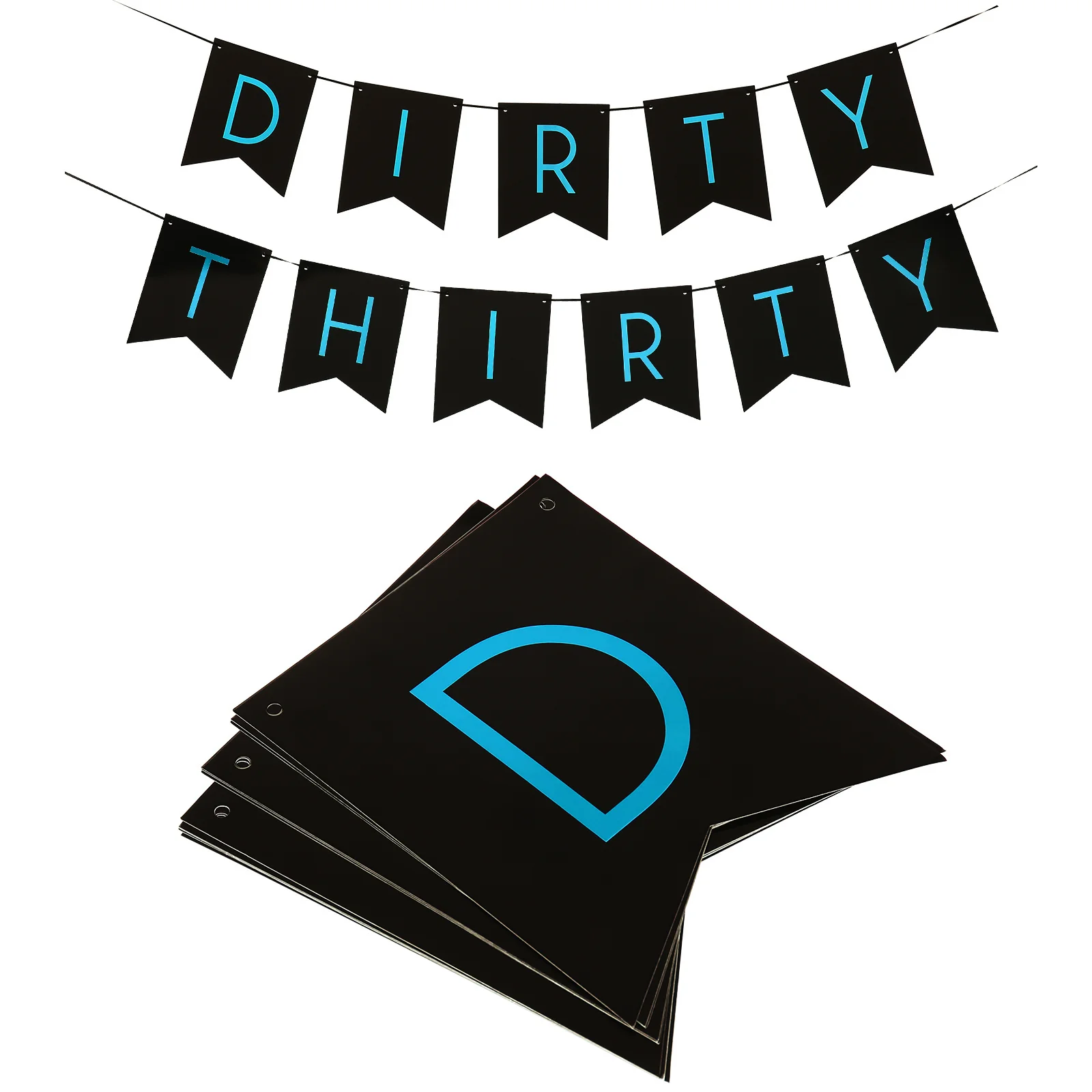 

Paper Banner Flags Birthday for Men Pull Decoration Garland Party Adults Letter Women Linen