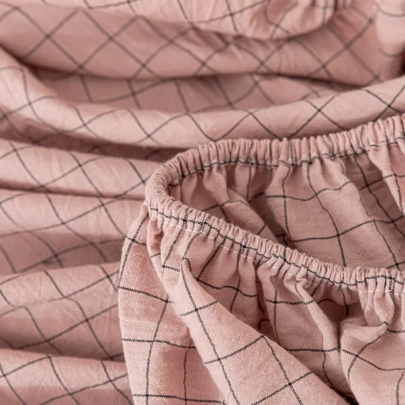 New Grade A 100% Cotton Fitted Sheet with Elastic Bands Non Slip Adjustable Mattress Covers for Single Double King Queen Bed 6