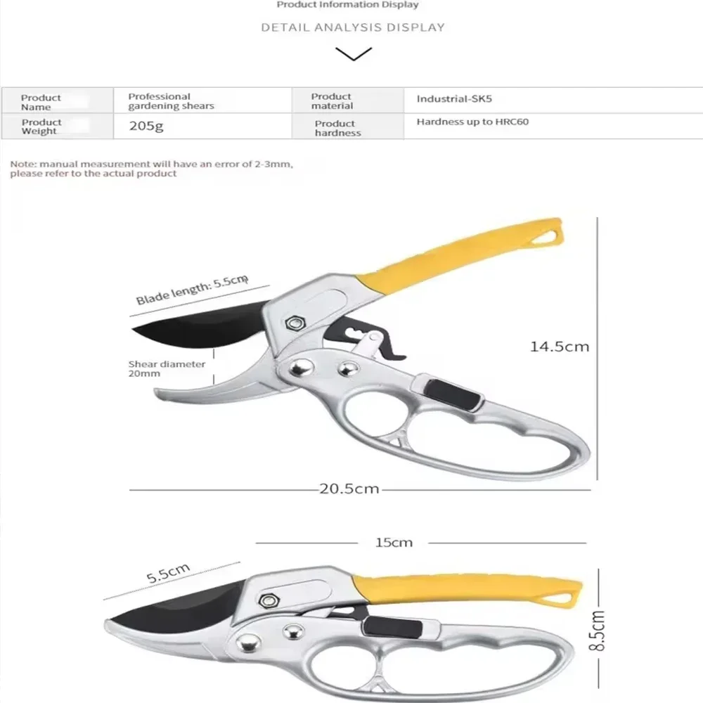 Ergonomic Alloy Steel Pruning Shears for Garden Cuts