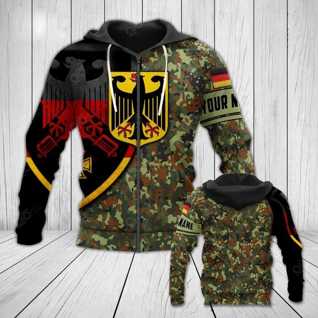 German Camouflage 3D Printed Hoodie Free Custom Name Men Zipper Pullover  Sweatshirt German Flag 3D Hoodie Vintage Jacket - AliExpress
