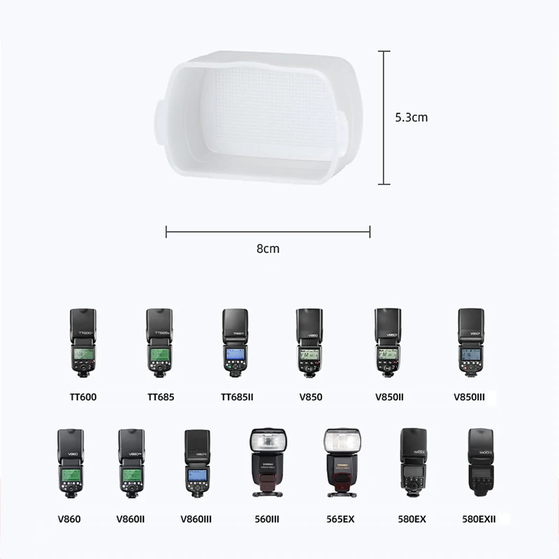 Flash Diffuser for Canon Godox TT600/TT685/TT685II/V850III/V850II/V860/V860II/580EX/580EXII/560III/565EX Yongnuo 560III4