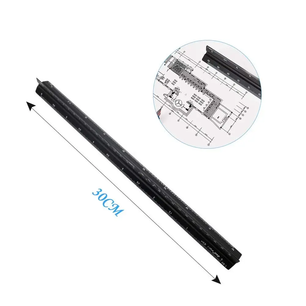 Scale Ruler 30cm Aluminium Metal Scale Architect Engineer Technical Ruler