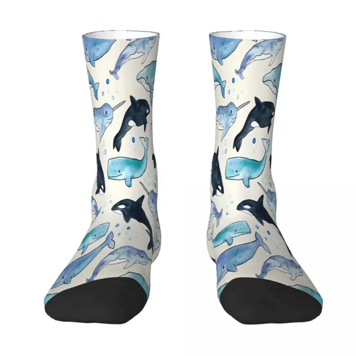 

Whales Orcas And Narwhals Animals Art Socks Male Mens Women Summer Stockings Hip Hop