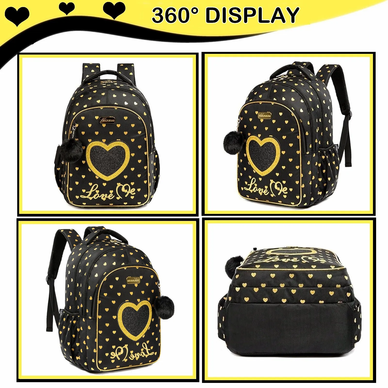 3PCS Kids Backpacks for Girls Cute Girls Backpacks Set with Lunch Box Pencil Case Elementary Students School Bag Kids Travel Bag 5