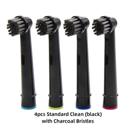 Premium Replacement Brush Heads for Electric Toothbrushes - Advanced Cleaning Action, Pack of 4/8 (4 B with Charcoal)