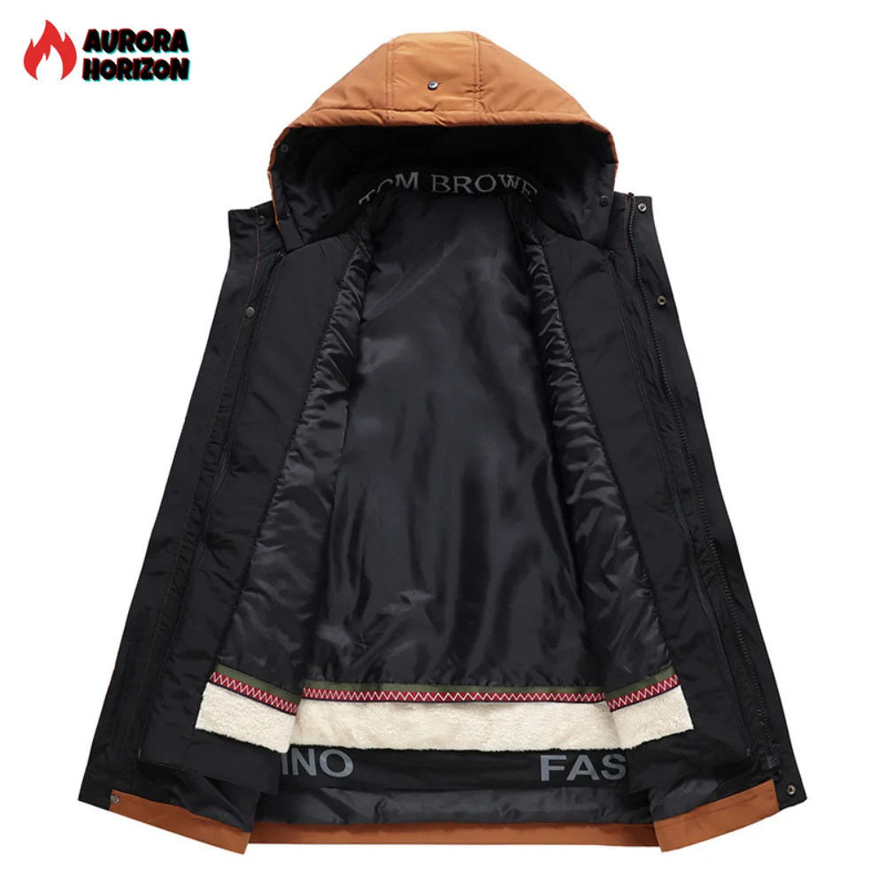 ZOZOWANG Plus Size 10XL Parkas Winter Fur Collar Jackets Men Thickened Warm Hooded Coats Outerwear Removable Liner Jacket