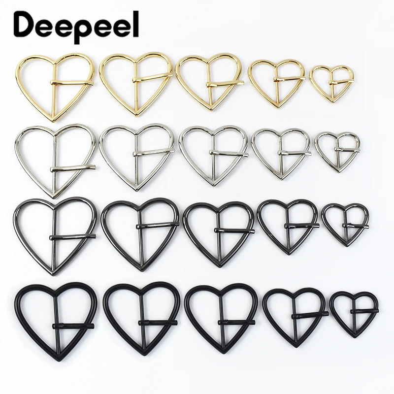 

10Pcs Deepeel 20-40mm Metal Heart Belt Pin Buckles Backpack Strap Adjustable Clasp Dress Coat Ring Hook Decoration Sewing Button