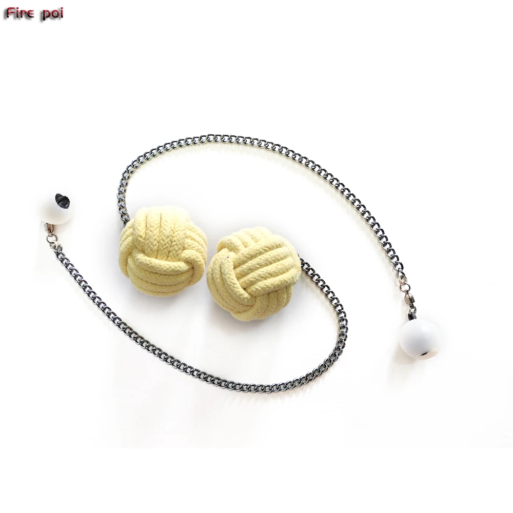 Fire Spinning Poi Flow Props Fire Shows Link Chain Handle Pure Kevlar Rope Wick Head Pair of Pro Medium Monkey Fist Poi