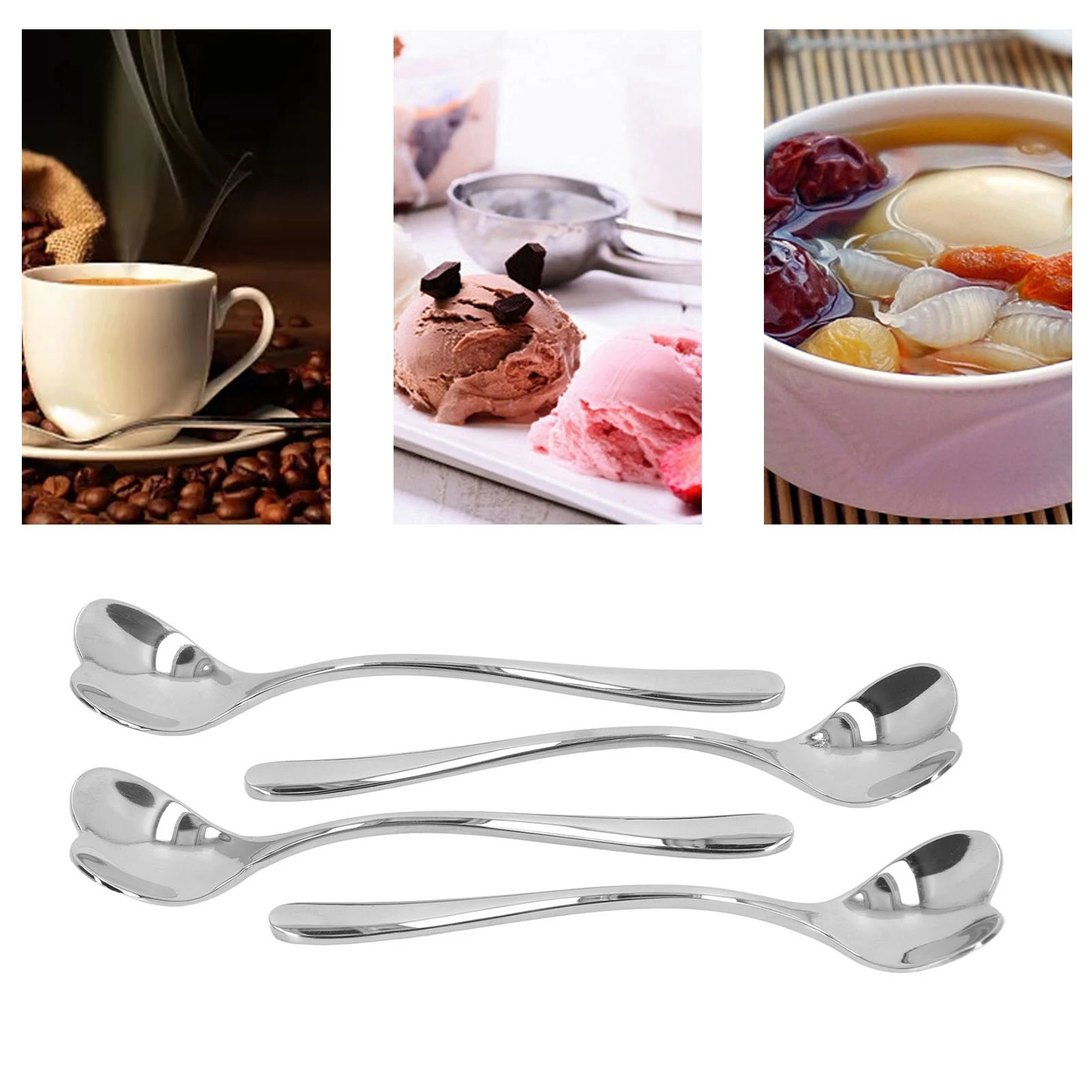 Coffee Spoon Tea Dessert Sugar Stirring Spoon 4pcs For Cafe