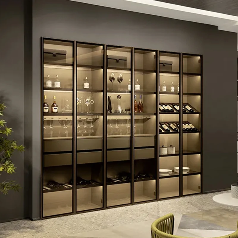 Luxury Living Room Wine Furniture Home Bar Cabinet Glass Wine Display Cabinet
