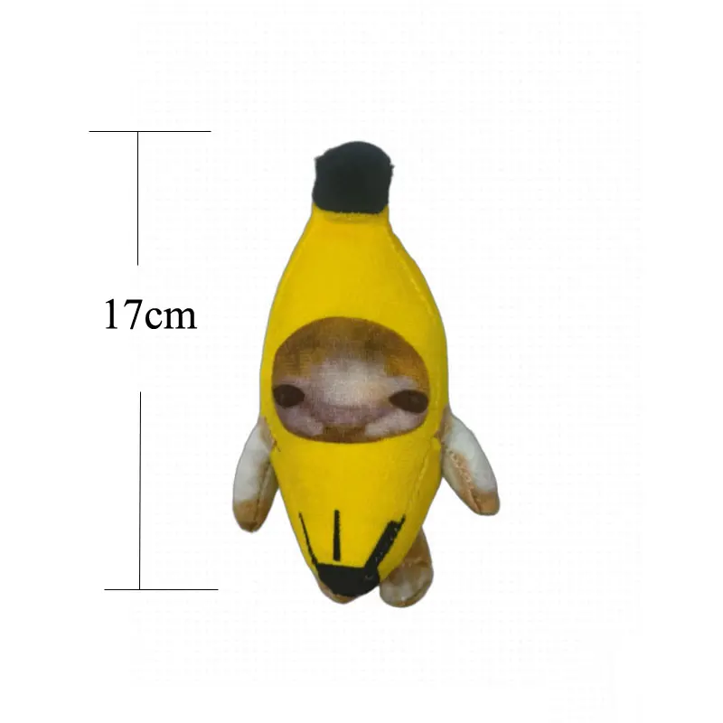 17cm 바나나 고양이 인형 펜던트 열쇠고리 울고 있는 행복한 바나나 고양이, 1개/팩