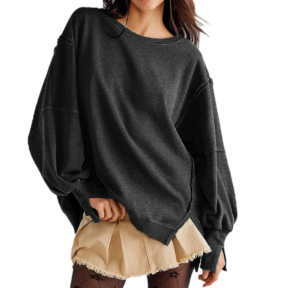 Women's Crewneck Hoodie Jumper Sleeved Sports Base Shirt T-shirt Sweater Long Sleeve Top To Wear Clothes for Women