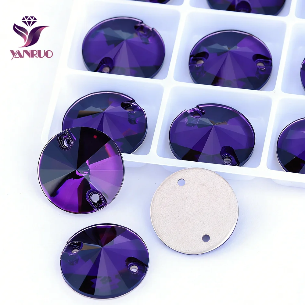 YANRUO Lila Samt 3200 Rivoli Nähen Auf Strass Flache Rückseite Strass Nähen auf Steinen Kristall Glas Garment Beads