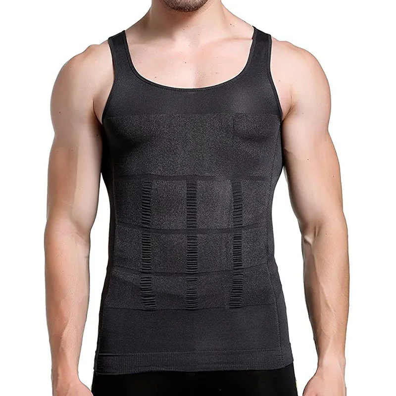 Men's High Stretch Shapewear Vest Tighten Chest Abdomen Tight Fitting Body Underwear Fitness Running Sports Underwear