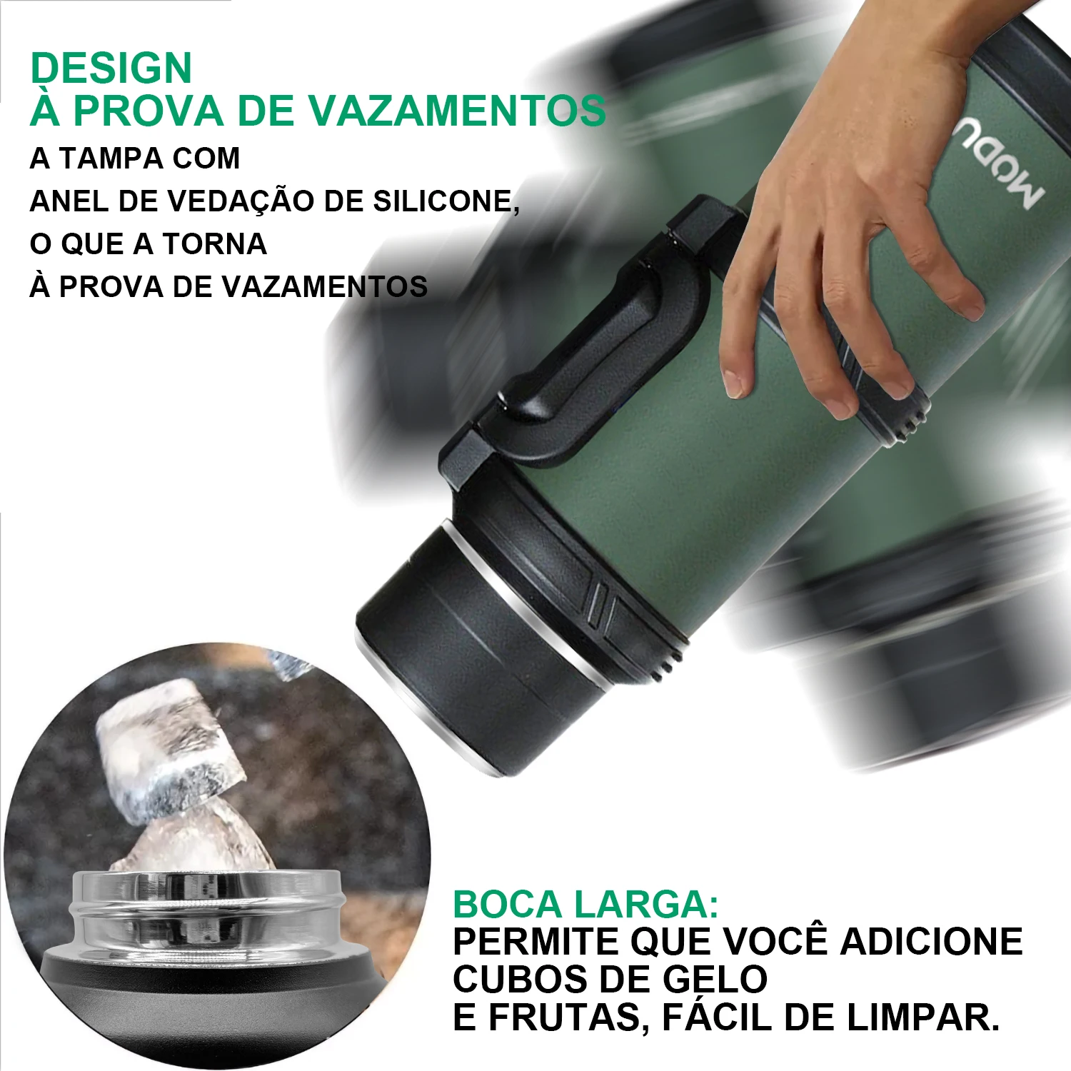 Garrafa Térmica de Água  Camada Dupla Vácuo Aço Inoxidável，Capacidade extragrande Garrafa de Água Isolada para Uso Externo 2.4L 6