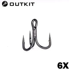 OUTKIT 10pcs 6x Strong Super Sharp Round Treble Hook Antirust High Carbon Steel 2 4 6 8# Sea Treble Hooks Fishing Tackle