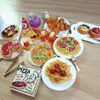 1/6 Scale Dollhouse Miniature Pizza Chicken Fried Chips Juice Mini Fast Food for Blyth BJD Doll House Kitchen Play Accessories 1