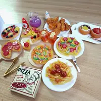 1/6 Scale Dollhouse Miniature Pizza Chicken Fried Chips Juice Mini Fast Food for Blyth BJD Doll House Kitchen Play Accessories 1