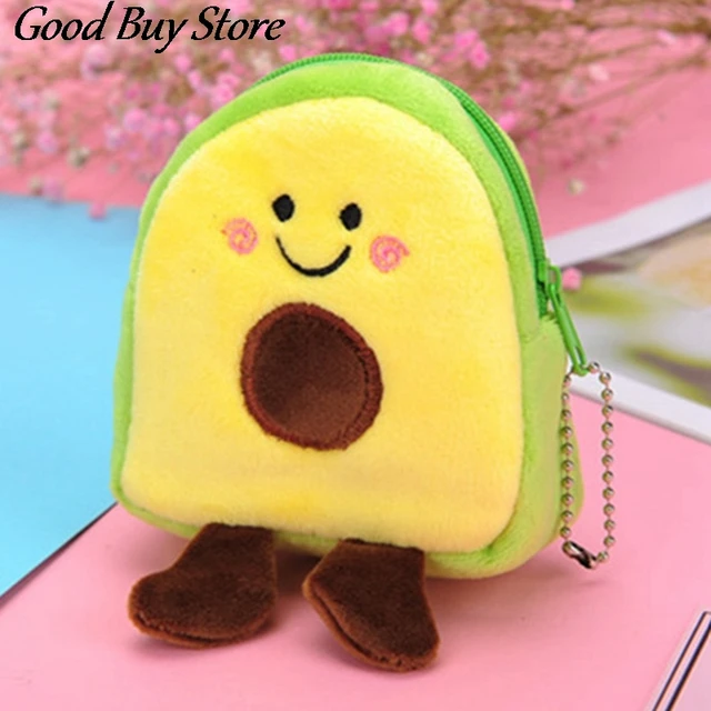 Avocado Plush Purse Fruit Shape Clutch Zipper Wallet Children Kids Earphone Package Pouch Mini Lovely Wallets Cute Key Money Bag 2