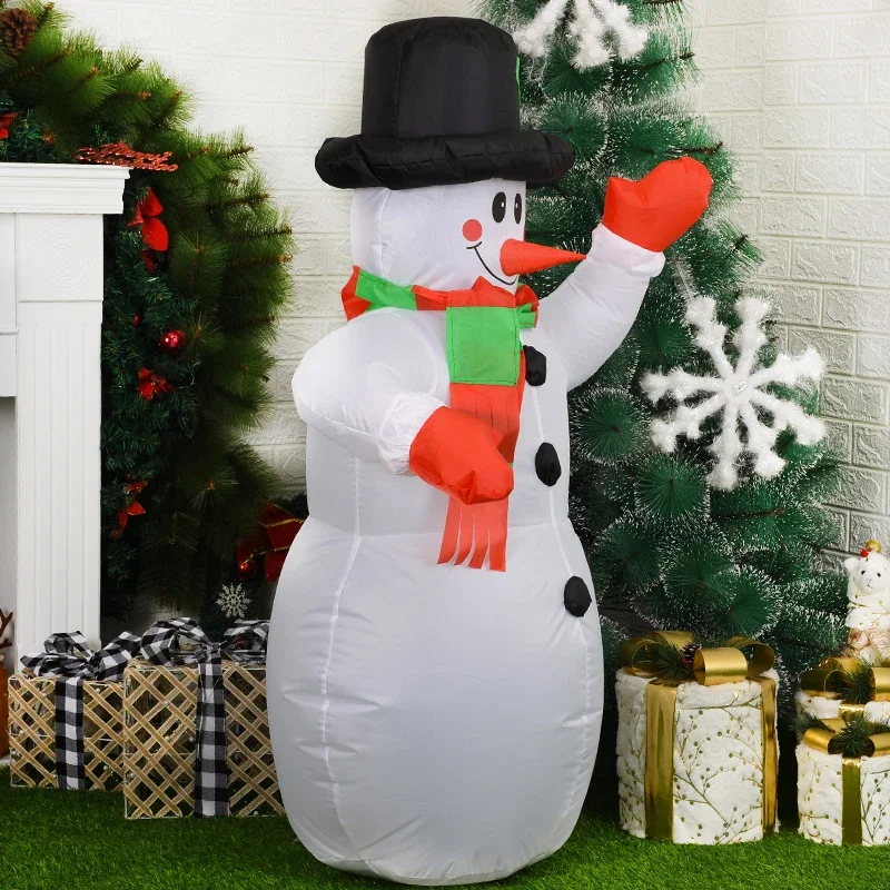Christmas Inflatable Snowman with Colorful Rotating LED Lights Blow Up Snowman Outdoor Lawn Yard Garden Xmas Holiday Decorations 3
