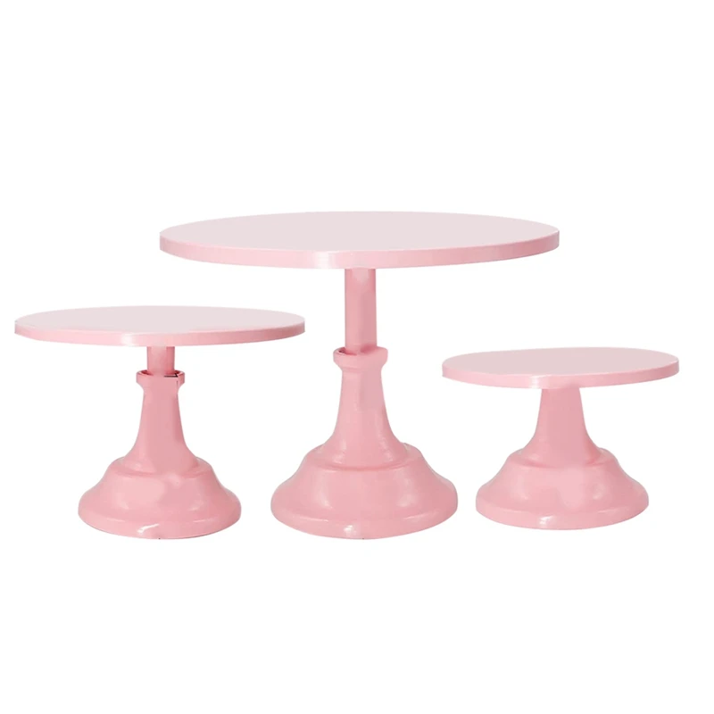 

3Pcs Pink Cake Cupcake Stands Round Modern Dessert Towers Decor Serving Platter For Girl's Party Wedding Parties